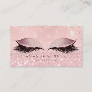 Rose Gold Pink Lashes Makeup Glitter Makeup Appointment Card