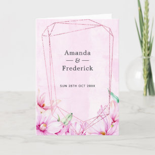 Rose Gold & Pink Magnolia Geometric Wedding Programme
