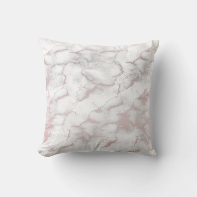 Rose Gold Pink Marble Modern Chic Trendy Cushion (Front)