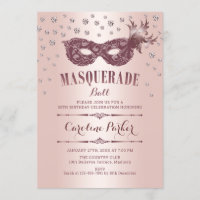 Rose Gold Pink Masquerade Ball Birthday Party
