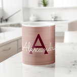 Rose Gold - Pink Metallic Monogram Name & Initial Coffee Mug<br><div class="desc">Blush Pink - Rose Gold and Burgundy Faux Metallic Stainless Steel Foil Monogram Name and Initial Coffee Mug. The coffee cup makes the perfect gift for someone who loves rose gold.</div>