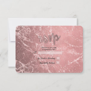 Rose Gold Pink Modern Glam Marble RSVP Reply