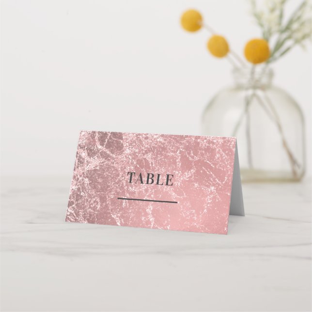 Rose Gold Pink Modern Glam Marble Table Seating Place Card (Front)