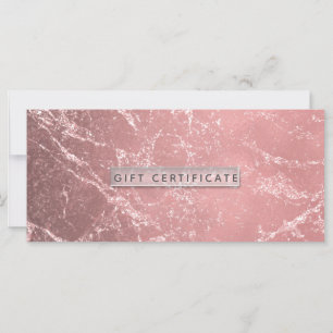 Rose Gold Pink Modern Marble Gift Certificate