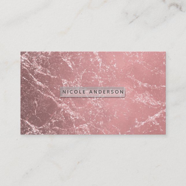 Rose Gold Pink Modern Trendy Glam Marble Chic Business Card (Front)