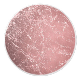 Rose Gold Pink Modern Trendy Glam Marble Chic Ceramic Knob