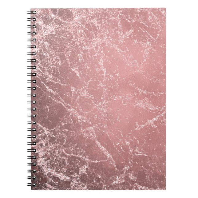 Rose Gold Pink Modern Trendy Glam Marble Chic Notebook (Front)