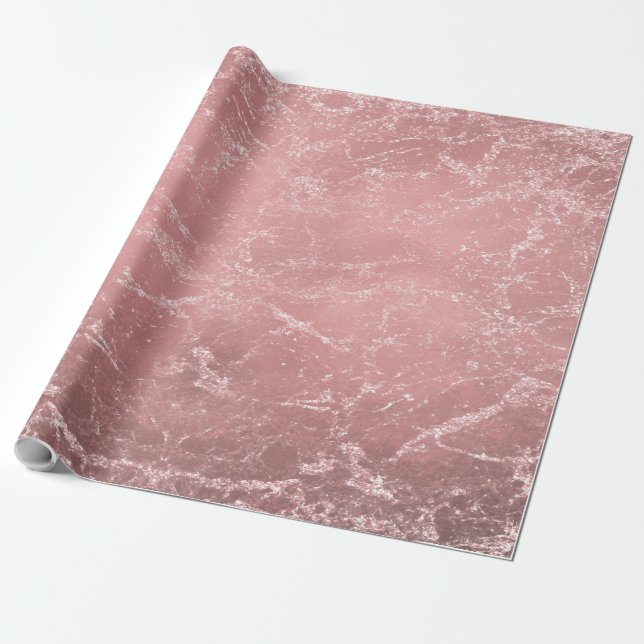 Rose Gold Pink Modern Trendy Glam Marble Chic Wrapping Paper (Unrolled)