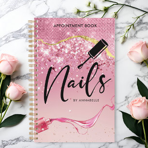 Rose Gold & Pink Nails Sparkly Appointment Book Planner