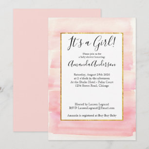 Rose Gold Pink Ombre Girly Baby Shower Invitation