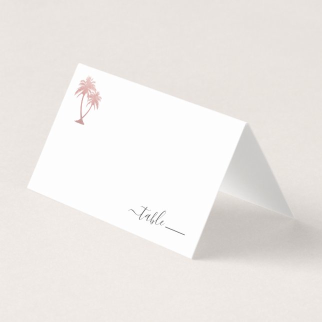 Rose Gold Pink Palm Tree Place Card Donation Poem (Front)