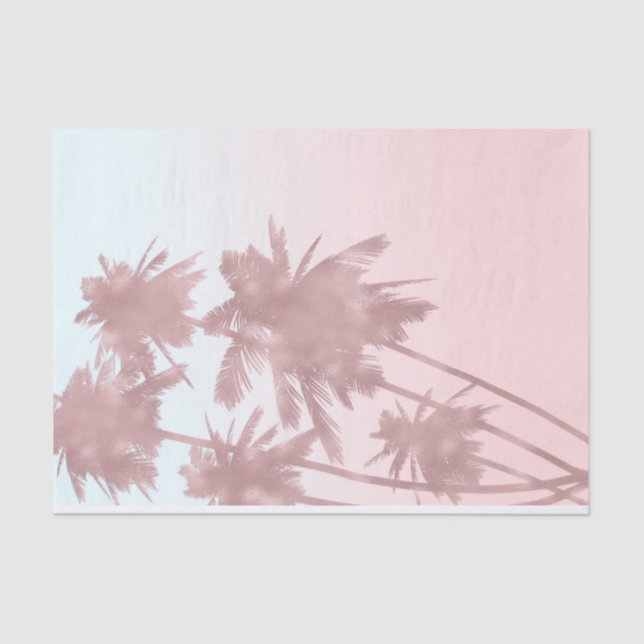 Rose Gold Pink Palms Beach Ombre Palm Trees Tissue Paper (Front)