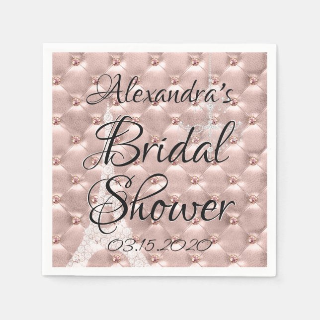 Rose Gold Pink Paris France Bridal Shower Napkin (Front)