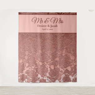 Rose Gold Pink Photo Booth Wedding Backdrop Tapestry