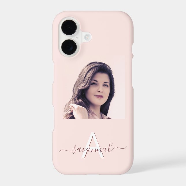 Rose gold pink photo monogrammed (Back)