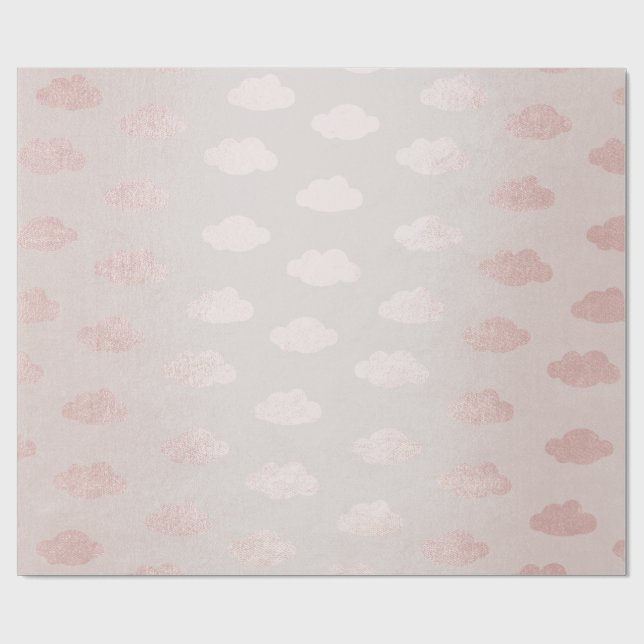 Rose Gold Pink Powder Claud Princess New Baby Wrapping Paper (Flat)