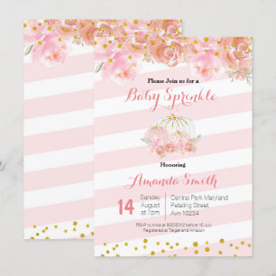 Rose Gold Pink Pumpkin Baby Sprinkle invitation