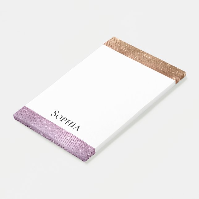 Rose Gold Pink Purple Sparkle  Post-it Notes (Angled)