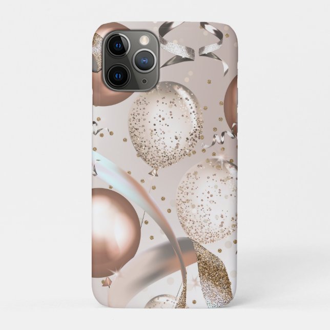 Rose Gold Pink Ribbon & Glitter Balloons Case-Mate iPhone Case (Back)