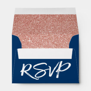 Rose Gold Pink RSVP with Sparkle and Glitter Envelopes