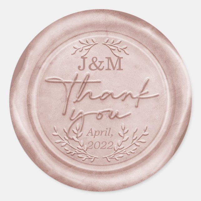 Rose Gold Pink Rubber Wax thank you Classic Round Sticker (Front)
