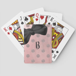 Rose Gold Pink Shine Glam Polka Dots & Bow Modern Playing Cards