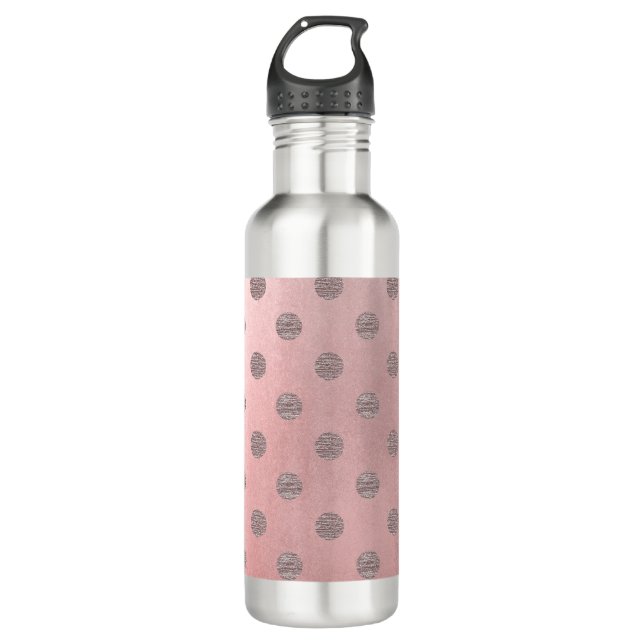 Rose Gold Pink Shine Glam Polka Dots Modern Chic 710 Ml Water Bottle (Front)