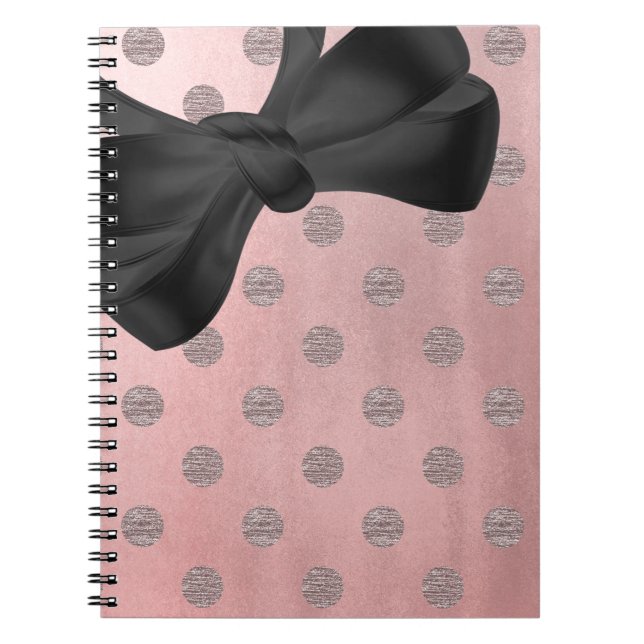 Rose Gold Pink Shine Glam Polka Dots Modern Chic Notebook (Front)