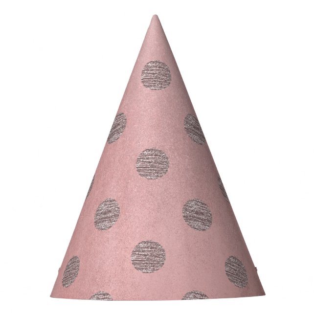 Rose Gold Pink Shine Glam Polka Dots Modern Chic Party Hat (Front)