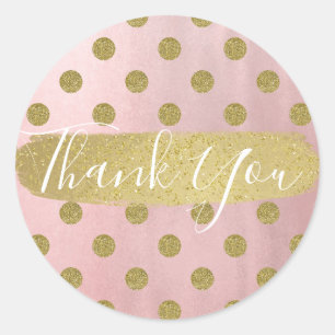 Rose Gold Pink Shine Glam Polka Dots Modern Favour Classic Round Sticker