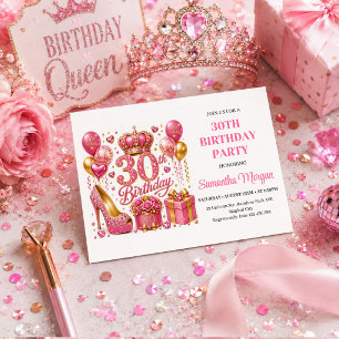 Rose Gold Pink Sparkle Confetti 30th Birthday Invi Invitation