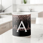 Rose Gold - Pink Sparkle Glitter Monogram Name Coffee Mug<br><div class="desc">Rose Gold - Blush Pink and Black Sparkle Glitter Monogram Name and Initial Coffee Mug. The mug makes the perfect gift for someone who loves rose gold.</div>