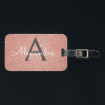 Rose Gold Pink Sparkle Glitter Monogram Name Luggage Tag<br><div class="desc">Blush Pink Rose Gold and Charcoal Grey (Grey) Sparkle Glitter Monogram Name and Initial Luggage Tag. This bag tag is perfect for Back to School, Work, or Travelling. The Blush Pink Luggage Tag also makes a great party favour for weddings, birthdays, bridal showers, honeymoons or for a bachelorette party. Please...</div>