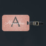 Rose Gold Pink Sparkle Glitter Monogram Name Luggage Tag<br><div class="desc">Blush Pink Rose Gold and Charcoal Grey (Grey) Sparkle Glitter Monogram Name and Initial Luggage Tag. This bag tag is perfect for Back to School, Work, or Travelling. The Blush Pink Luggage Tag also makes a great party favour for weddings, birthdays, bridal showers, honeymoons or for a bachelorette party. Please...</div>