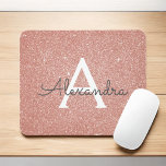 Rose Gold - Pink Sparkle Glitter Monogram Name Mouse Mat<br><div class="desc">Blush Pink - Rose Gold Sparkle Glitter Monogram Name Monogram Mousepad. This Mousepad can be customised to include your first name.</div>