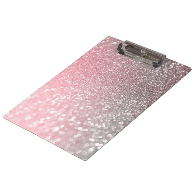 Rose Gold Pink Sparkle Luxury Trendy Glitter Clipboard (Angled)
