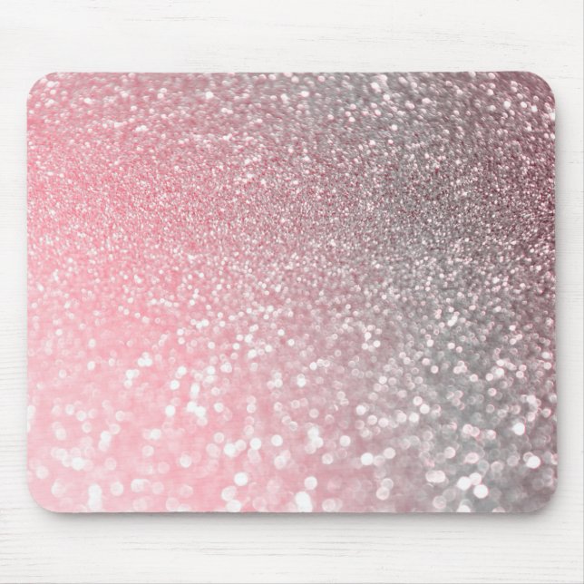 Rose Gold Pink Sparkle Luxury Trendy Glitter Mouse Mat (Front)