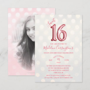 Rose Gold Pink Sparkle Sweet 16 Birthday Photo Invitation