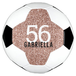 Rose Gold Pink Sparkly Number and Name Football