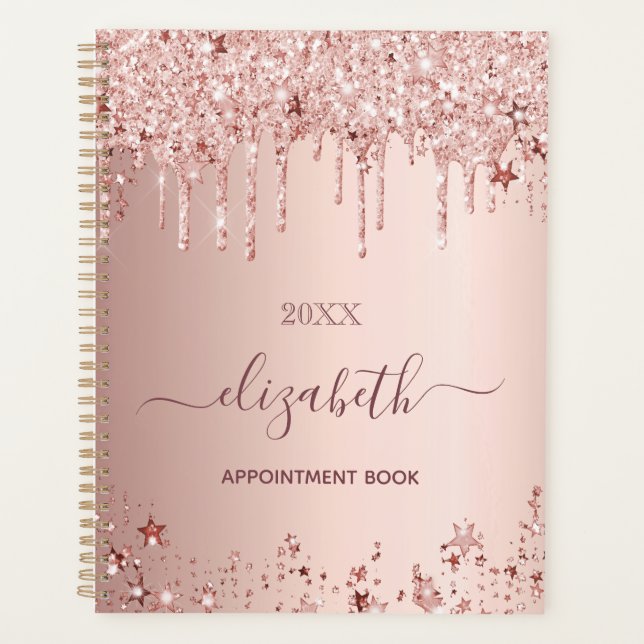 Rose gold pink stars 2025 planner (Front)