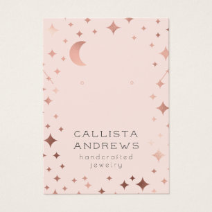 Rose Gold Pink Stars Moon Earring Necklace Display
