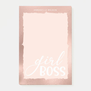 Rose Gold & Pink Stylish Girl Boss Post-it Notes