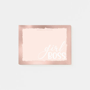 Rose Gold & Pink Stylish Girl Boss Post-it Notes