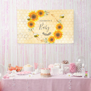 Rose gold pink sunflowers mum to bee Baby Shower Banner