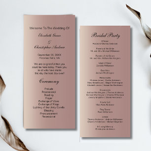 Rose Gold Pink Trendy Modern Wedding Program Menu