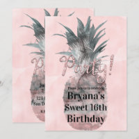 Rose Gold Pink Tropical Summer Pineapple Party