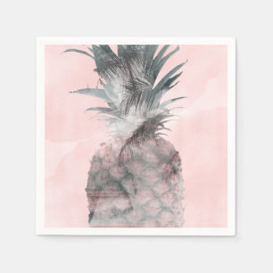 Rose Gold Pink Tropical Summer Pineapple Party Napkin