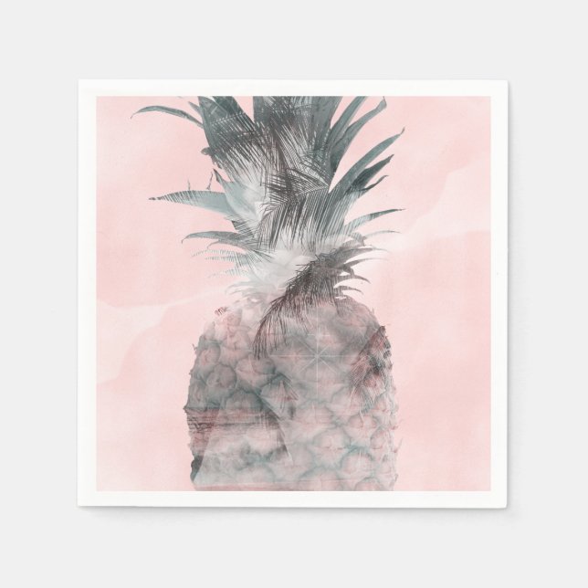 Rose Gold Pink Tropical Summer Pineapple Party Napkin (Front)