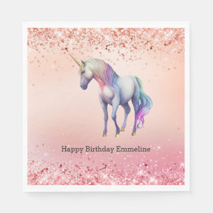 Rose Gold Pink Unicorn Sparkle   Napkin