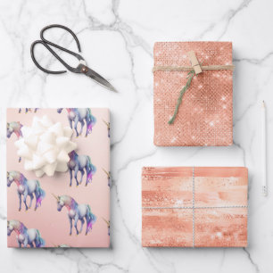 Rose Gold Pink Unicorn Sparkle   Wrapping Paper Sheet